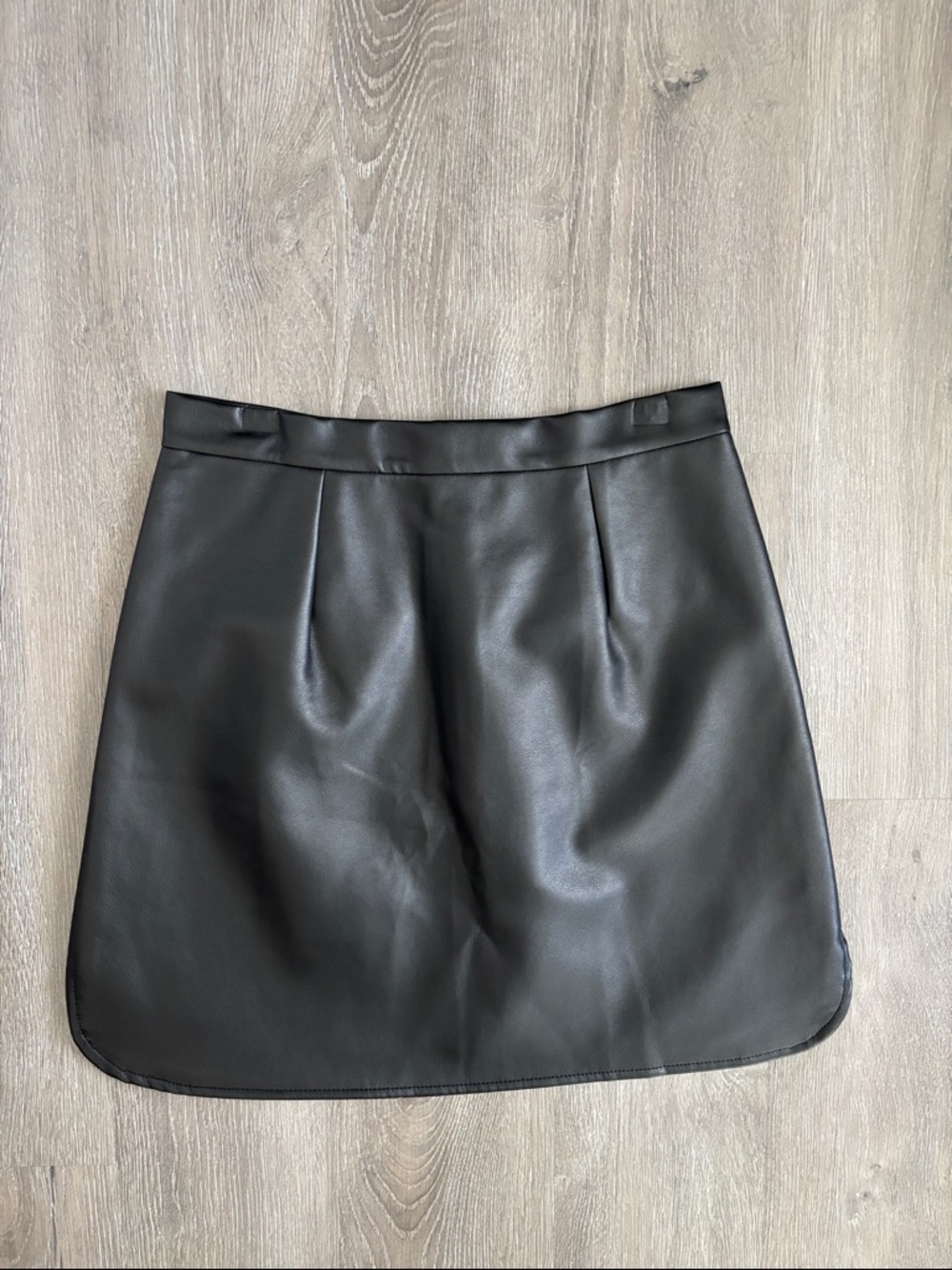 Hello Molly Black Faux Leather A-Line Mini Skirt